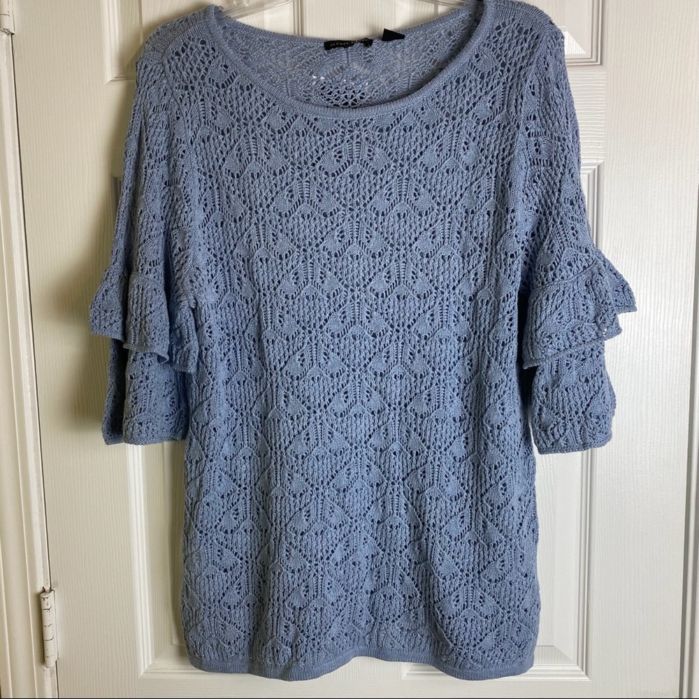 Jeanne Pierre Blue Crochet Sweater